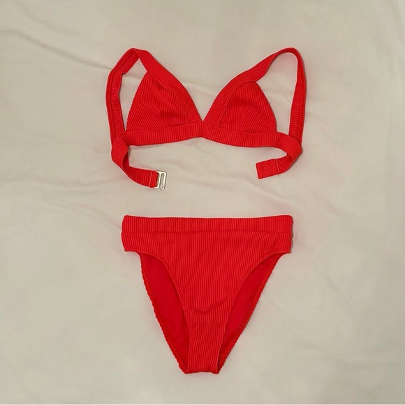 Hollister Red Ribbed Bikini Set (XS/S) - Picture 1 of 5